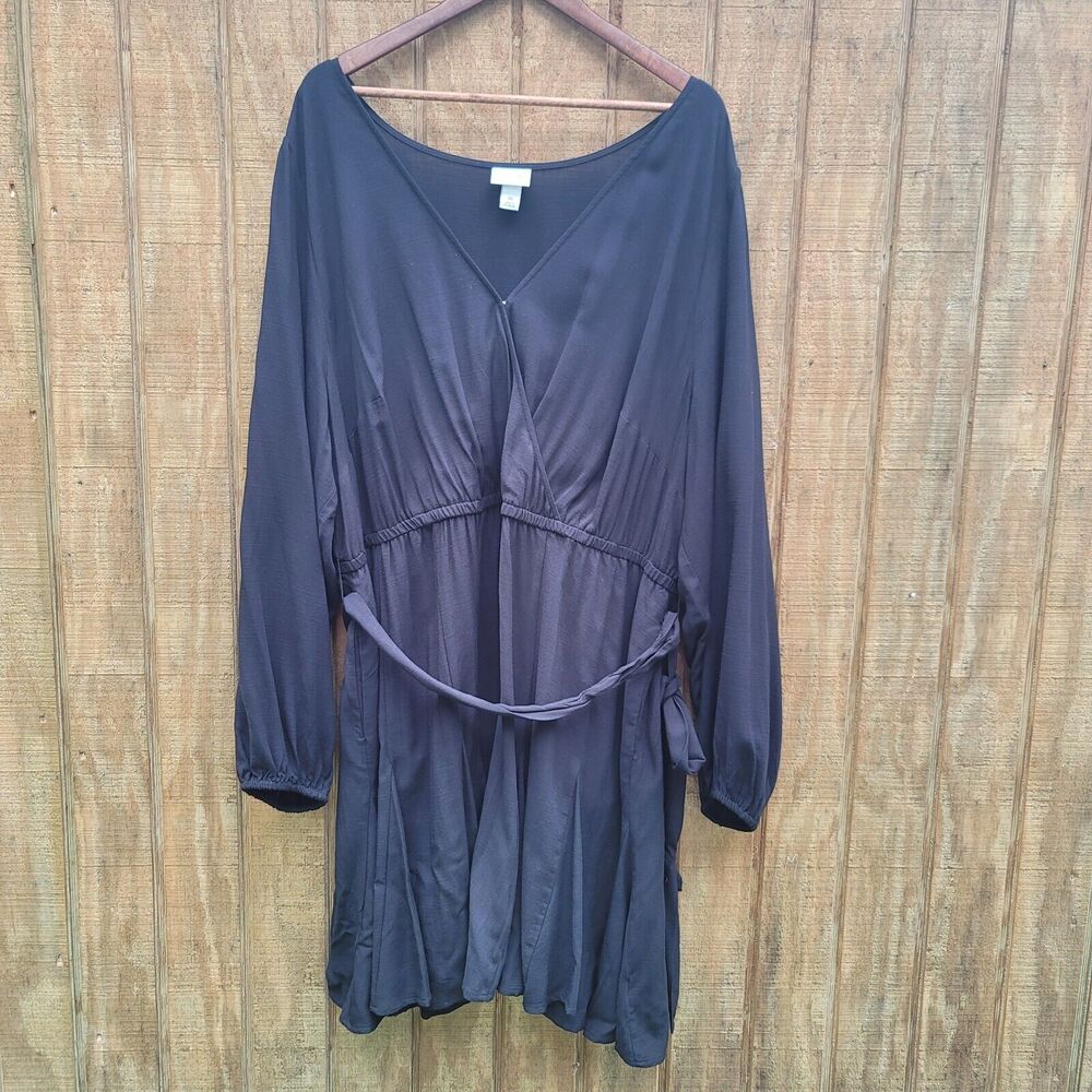 Ava & Viv Black Flounce Above The Knee Ballon Sleeve Dress Womens Size 2X